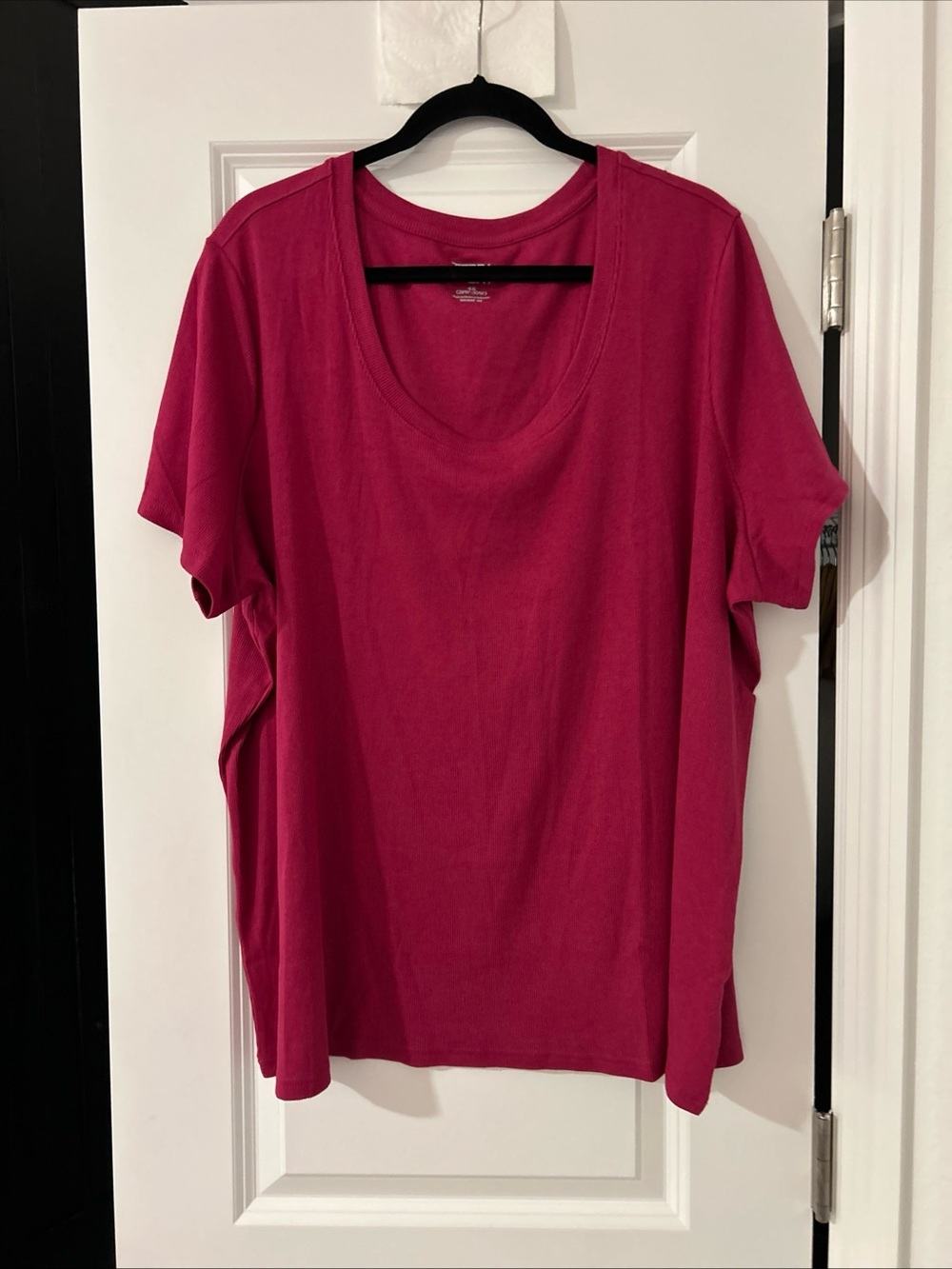 Terra & Sky Scoop Neck Rib Tee- Pink- 4x- NWT- Short Sleeves